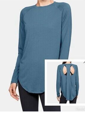Under Armour Blue Long-Sleeve Open-Back Performance Top